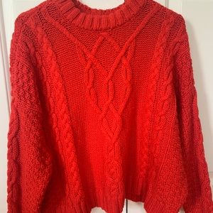 AE Red Cable Knit Sweater